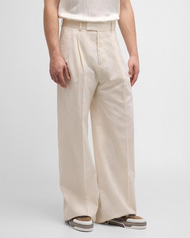 Mens Shimmer Stripe Pleated Baggy Pants Product Image