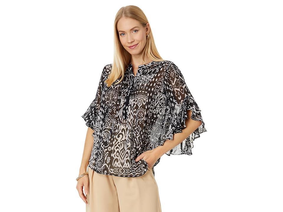 Vince Camuto Pin Tuck Ruffle Sleeve Blouse (Rich ) Women's Clothing product image