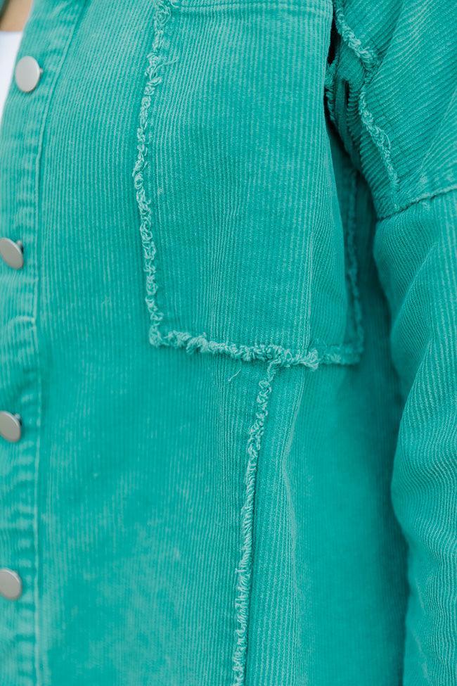 Keep Me Grounded Teal Frayed Edge Cord Shacket FINAL SALE Product Image