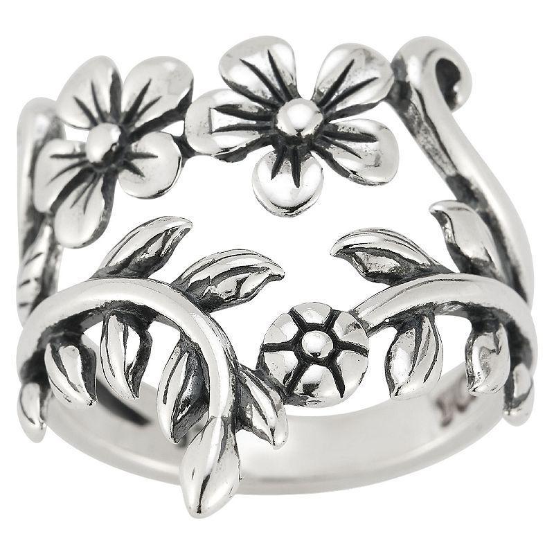 Sunkissed Sterling Sterling Silver Oxidized Open Flower Ring, Womens Silver Tone Product Image