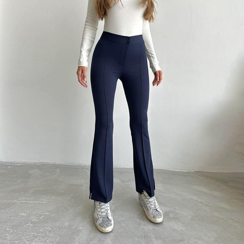 High Rise Plain Flared Pants Product Image