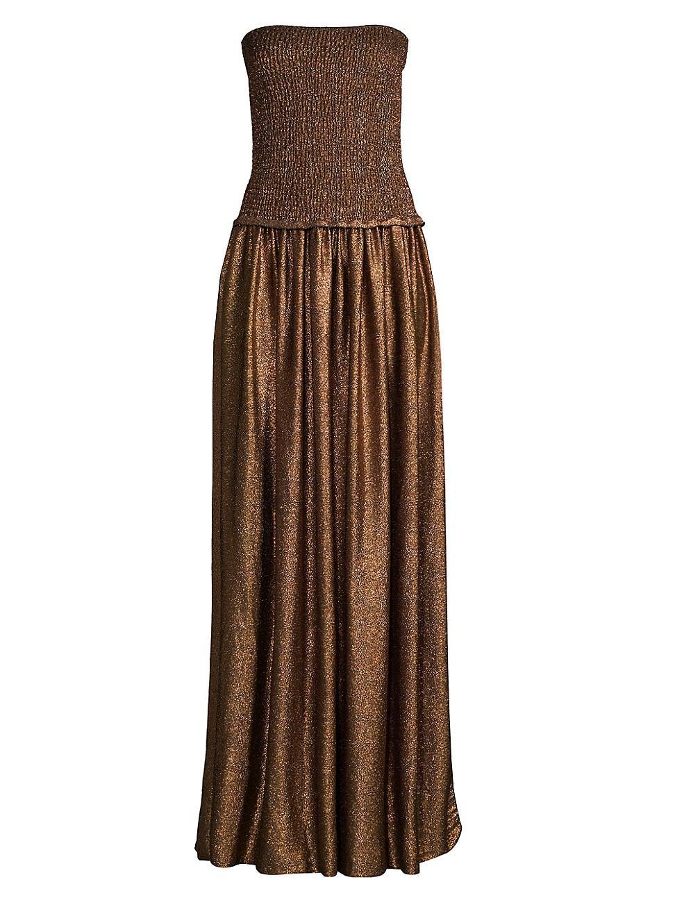 Womens Calista Metallic Smocked Maxi Dress product image