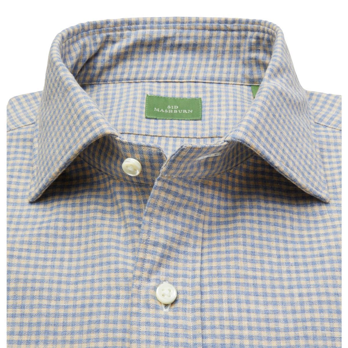 Spread Collar Sport Shirt Peri Sawdust Gingham Brushed Twill Product Image