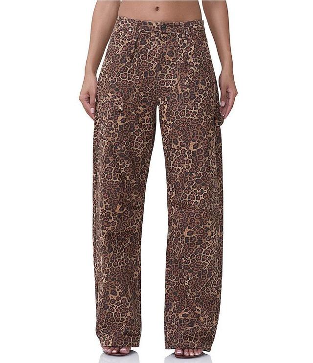 AFRM Rhett Carpenter Denim Leopard Print Barrel Wide Leg Jean Product Image