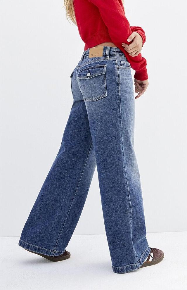 Women's Casey Dark Indigo Seam Low Rise Baggy Jeans Product Image