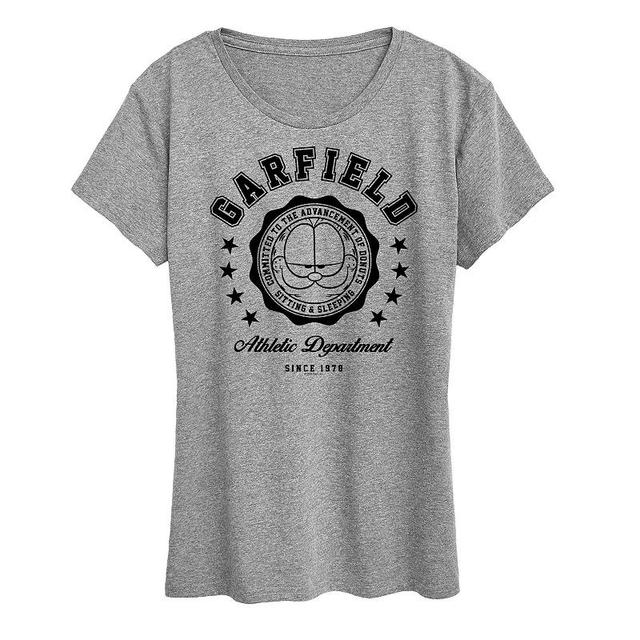 Womens Garfield Varsity Seal Graphic Tee Grey Gray Product Image