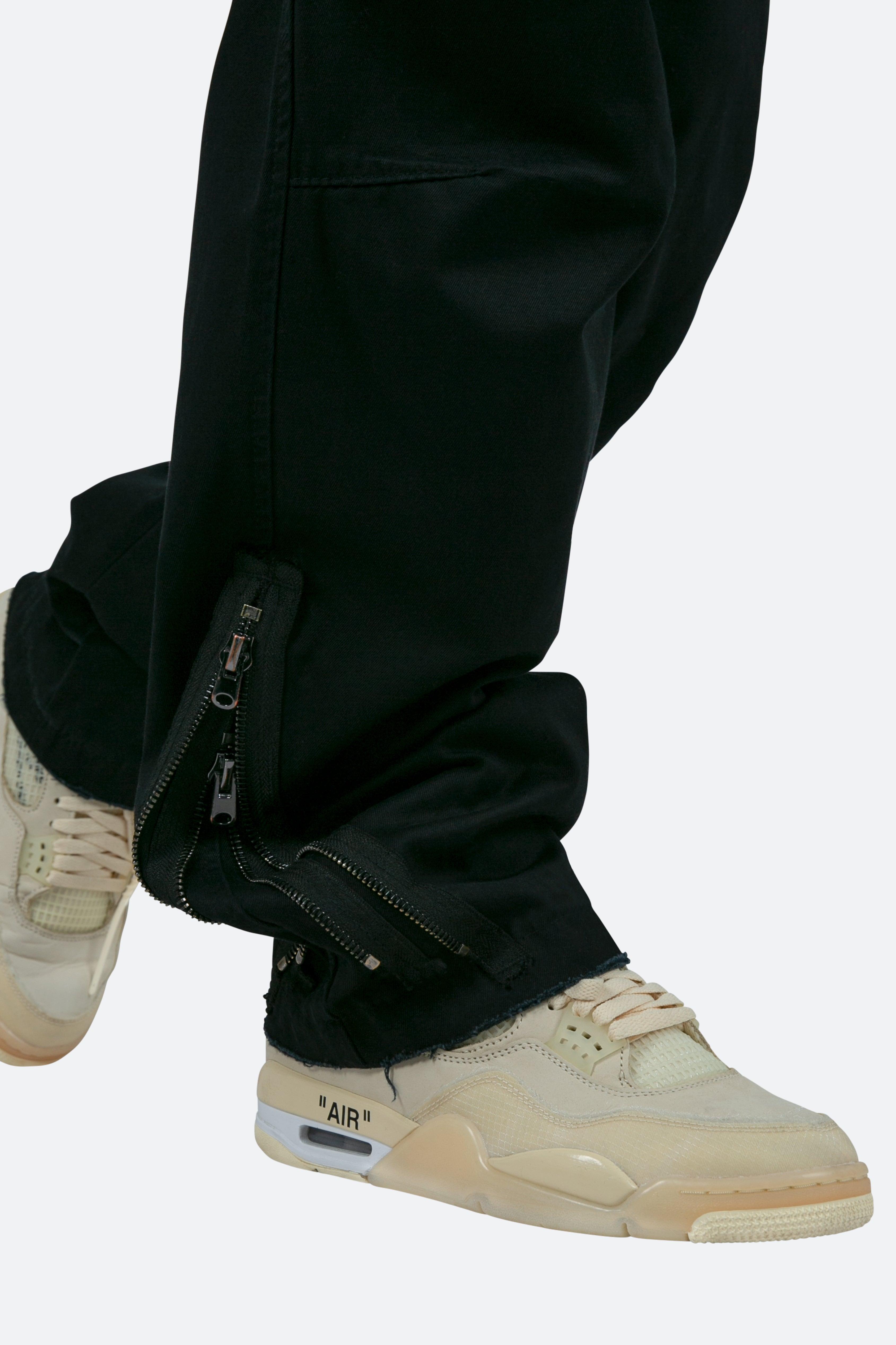 Zipper Denim Cargo Pants - Black Product Image