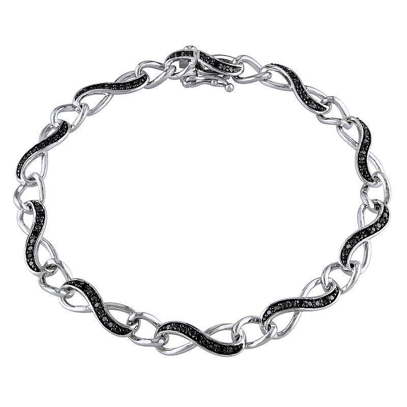 Stella Grace Sterling Silver 1/4 Carat T.W. Black Diamond Infinity Link Bracelet, Womens Product Image