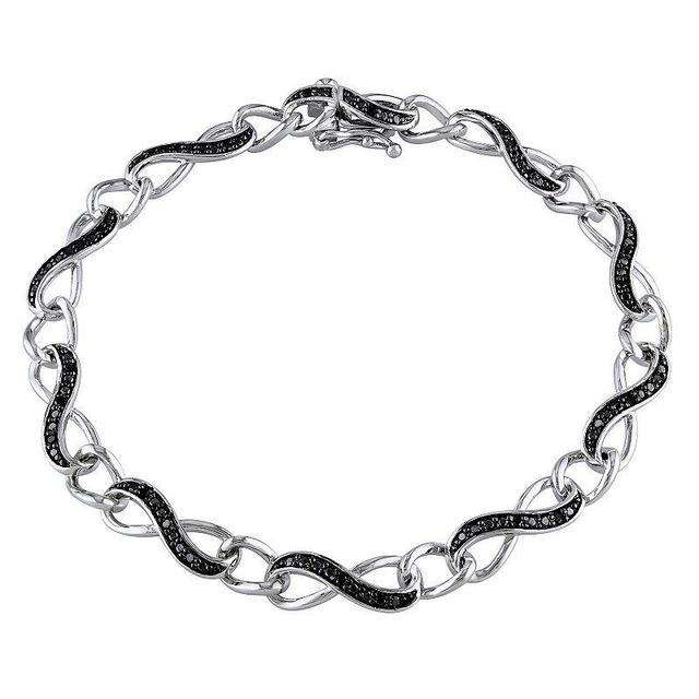 Stella Grace Sterling Silver 1/4 Carat T.W. Black Diamond Infinity Link Bracelet, Womens Product Image