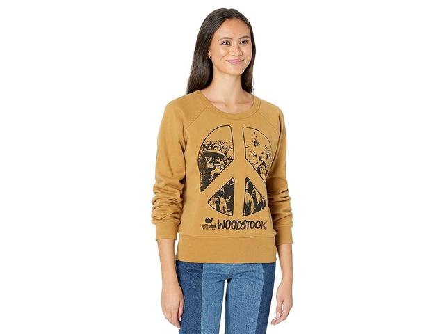 Chaser Cotton Fleece Long Sleeve Crew (Mustard Seed) Women's Clothing Product Image