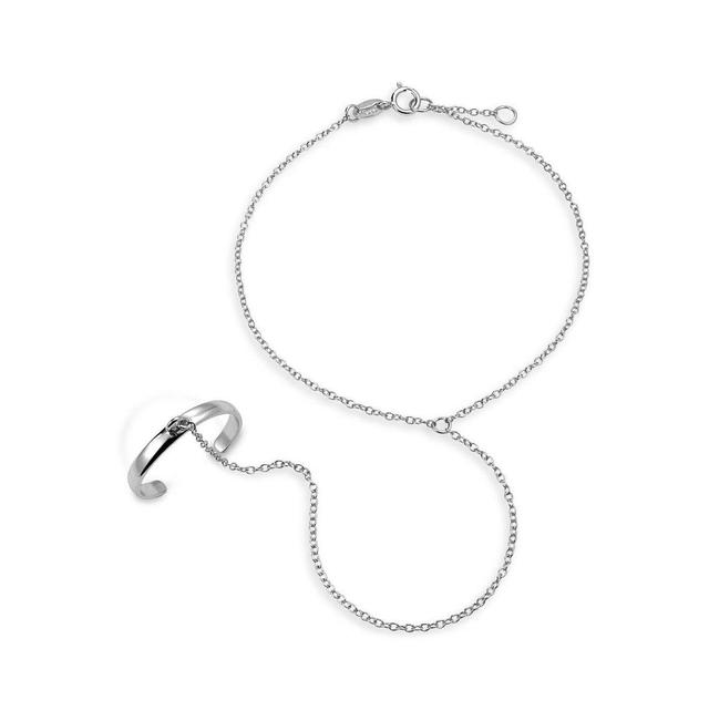 Trendy Delicate Hand Chain Dancer Slave Bracelet For Women And Ring .925 Sterling Silver Adjustable Product Image