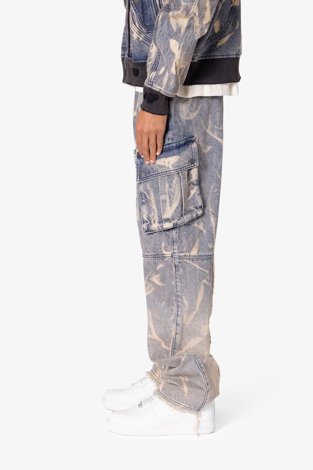 Ultra Baggy Rippled Denim Cargo Pants - Blue Product Image