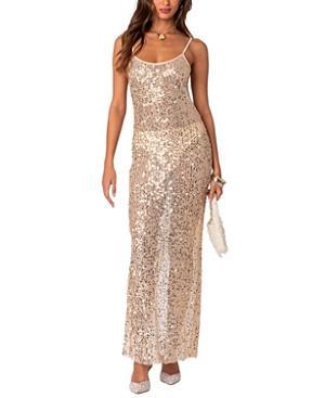 Womens Sequin sheer mesh maxi dress Product Image