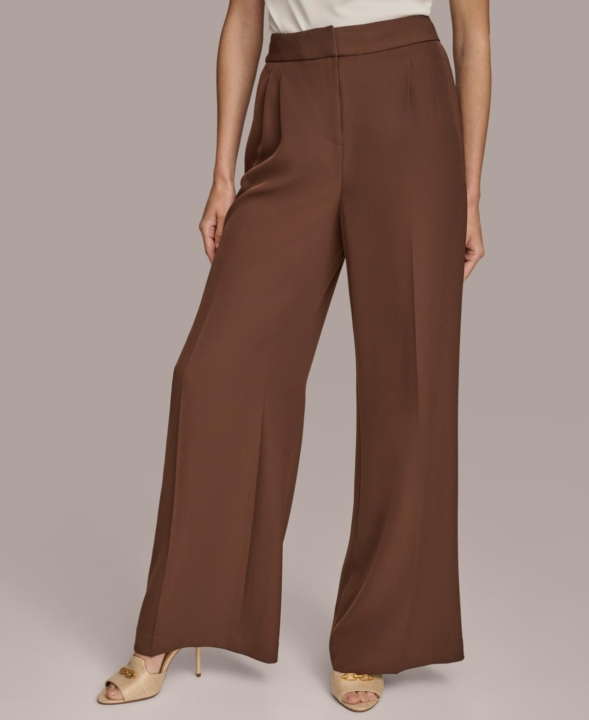 Donna Karan Women's Wide-Leg Pleat-Front Pants Product Image