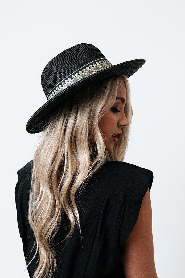 Bubbly On The Boat Raffia Hat In Black Product Image