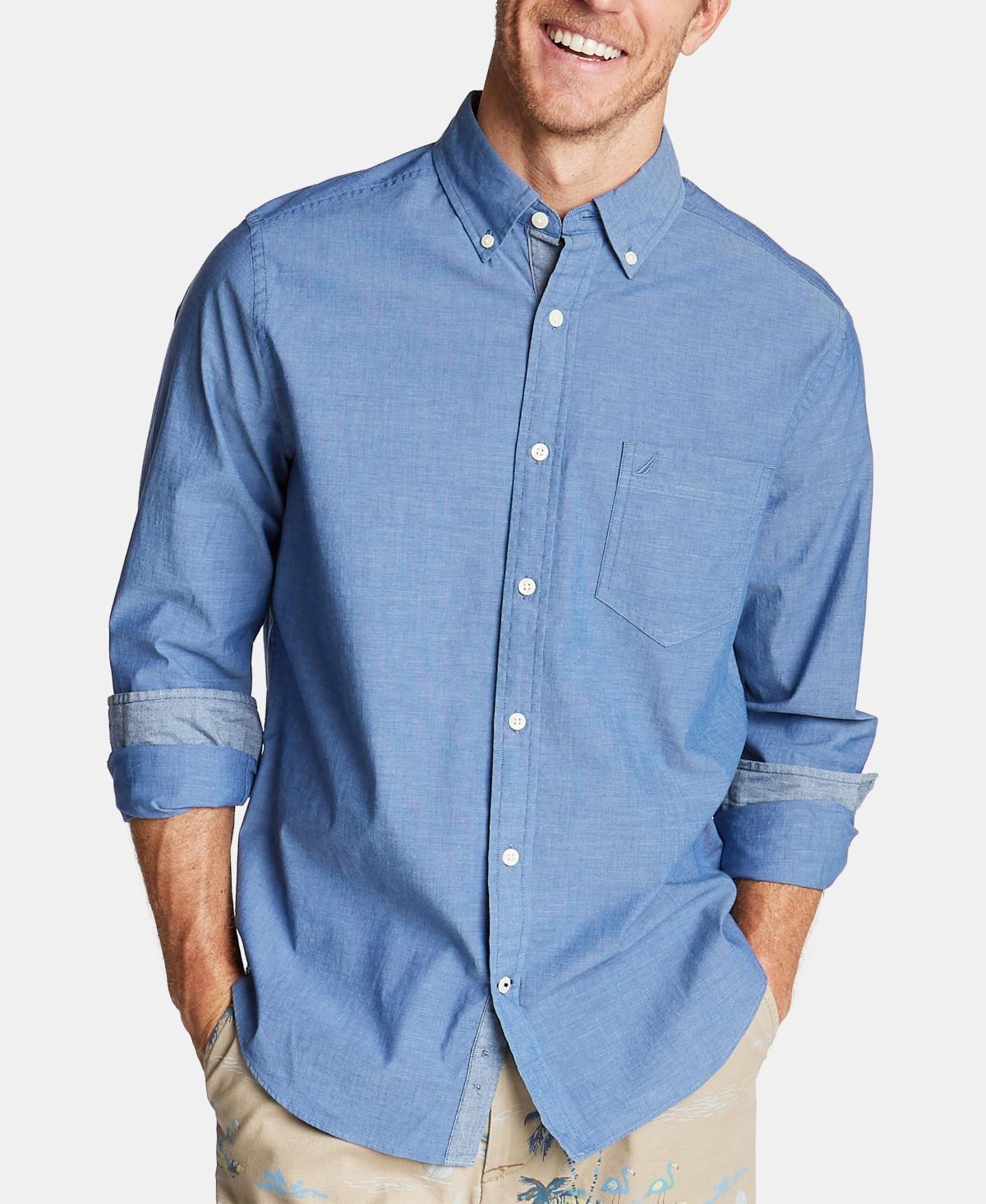 Nautica Mens Classic-Fit Stretch Solid Oxford Button-Down Shirt Product Image