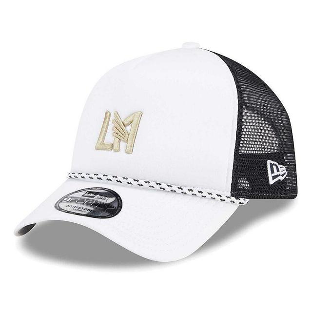 Mens New Era White/Black LAFC Court Sport Foam A-Frame 9FORTY Adjustable Trucker Hat Product Image