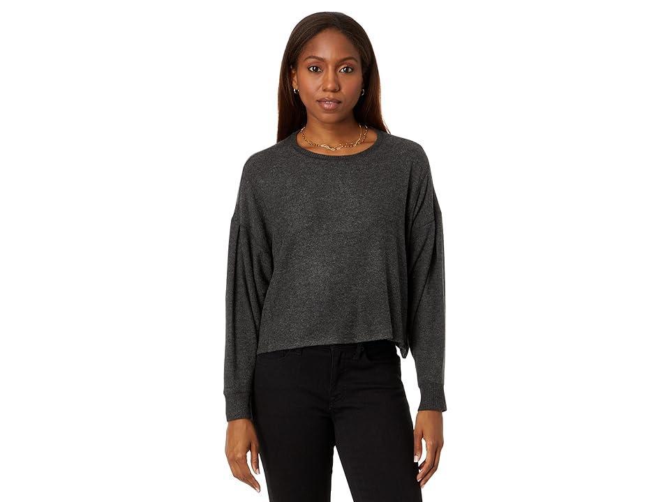 Lucky Brand Cloud Jersey Exposed Seam Top (Charcoal Heather) Women's Clothing product image