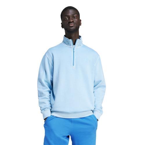 adidas Trefoil Essentials+ Dye Half Zip Crew Sweatshirt Semi Blue Burst M Mens Product Image