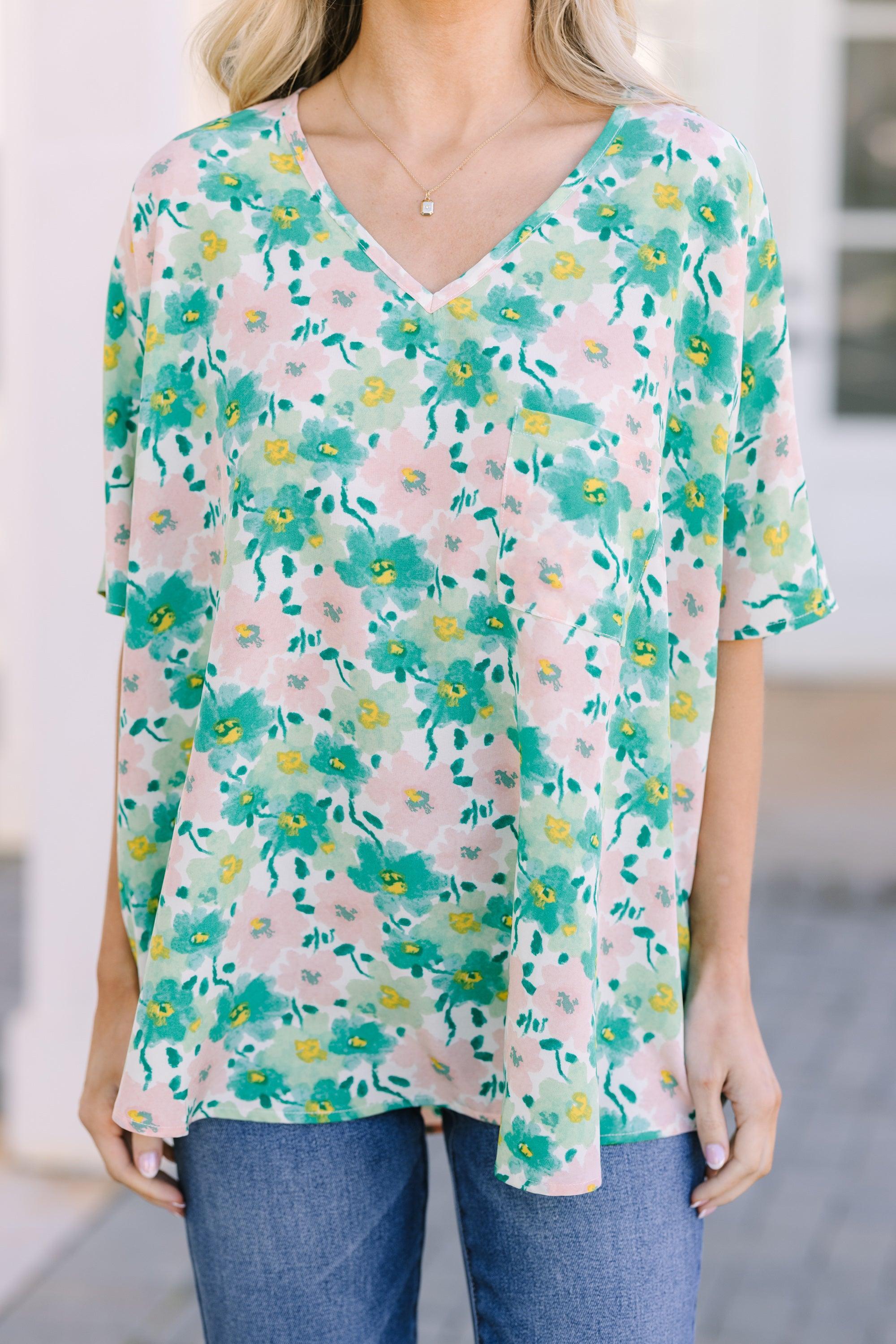 Couldn't Be Better Green Floral Top Female Product Image