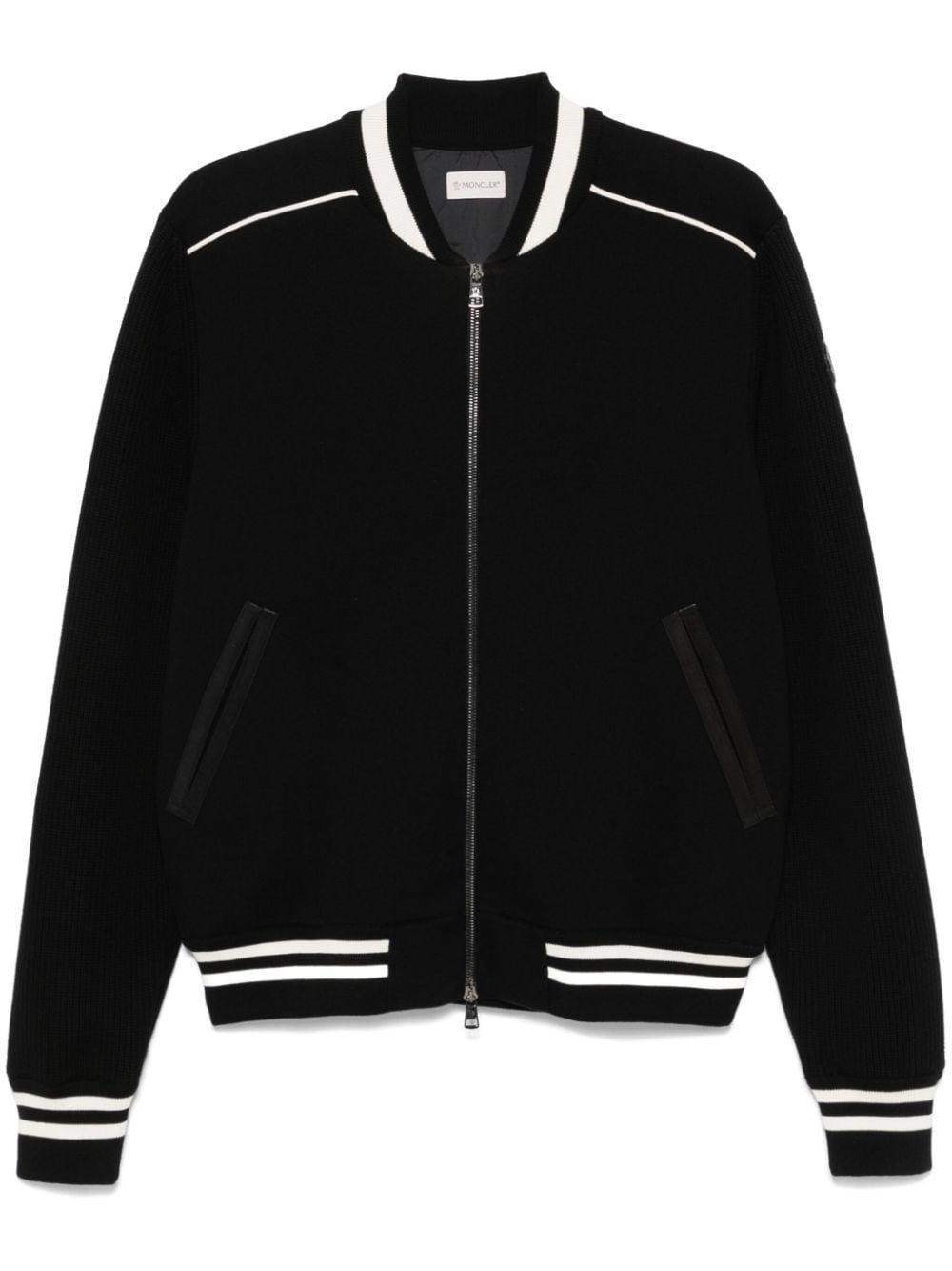 Padded-panel Zip-up Cardigan In Black Product Image