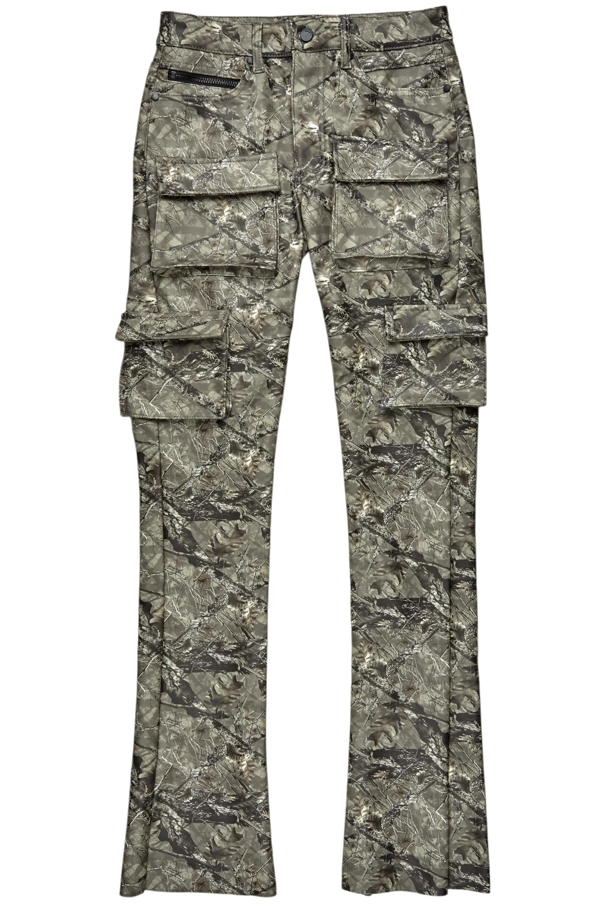 Khaza Tree Camo PU Leather Jean Male Product Image