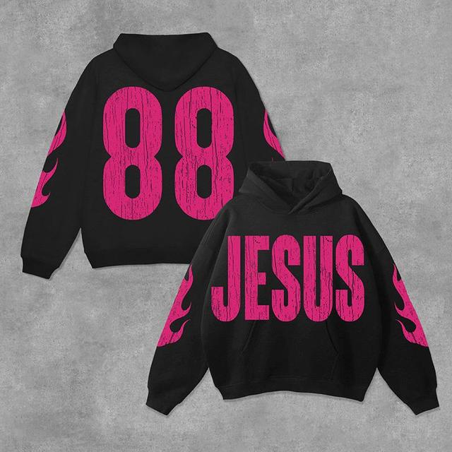 Sopula Jesus No 88 Flame Men's Graphics Pocket Hoodie Product Image