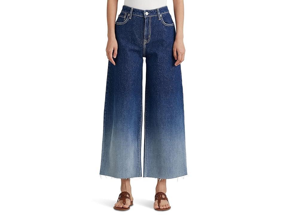 Lauren Ralph Lauren Petite Ombre High-Rise Wide-Leg Cropped Jeans in Ombre Canyon Wash (Ombre Canyon Wash) Women's Jeans Product Image