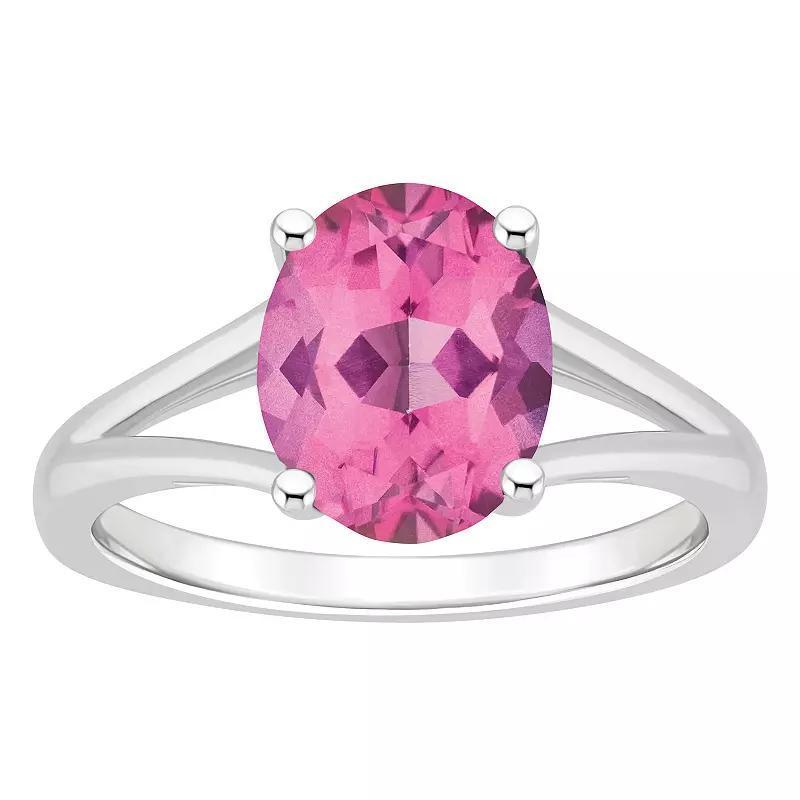 Alyson Layne Sterling Silver Oval Pink Topaz Ring, Womens Product Image