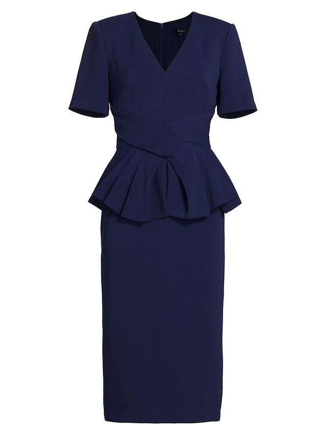 Womens Pleated Peplum Sheath Dress Product Image