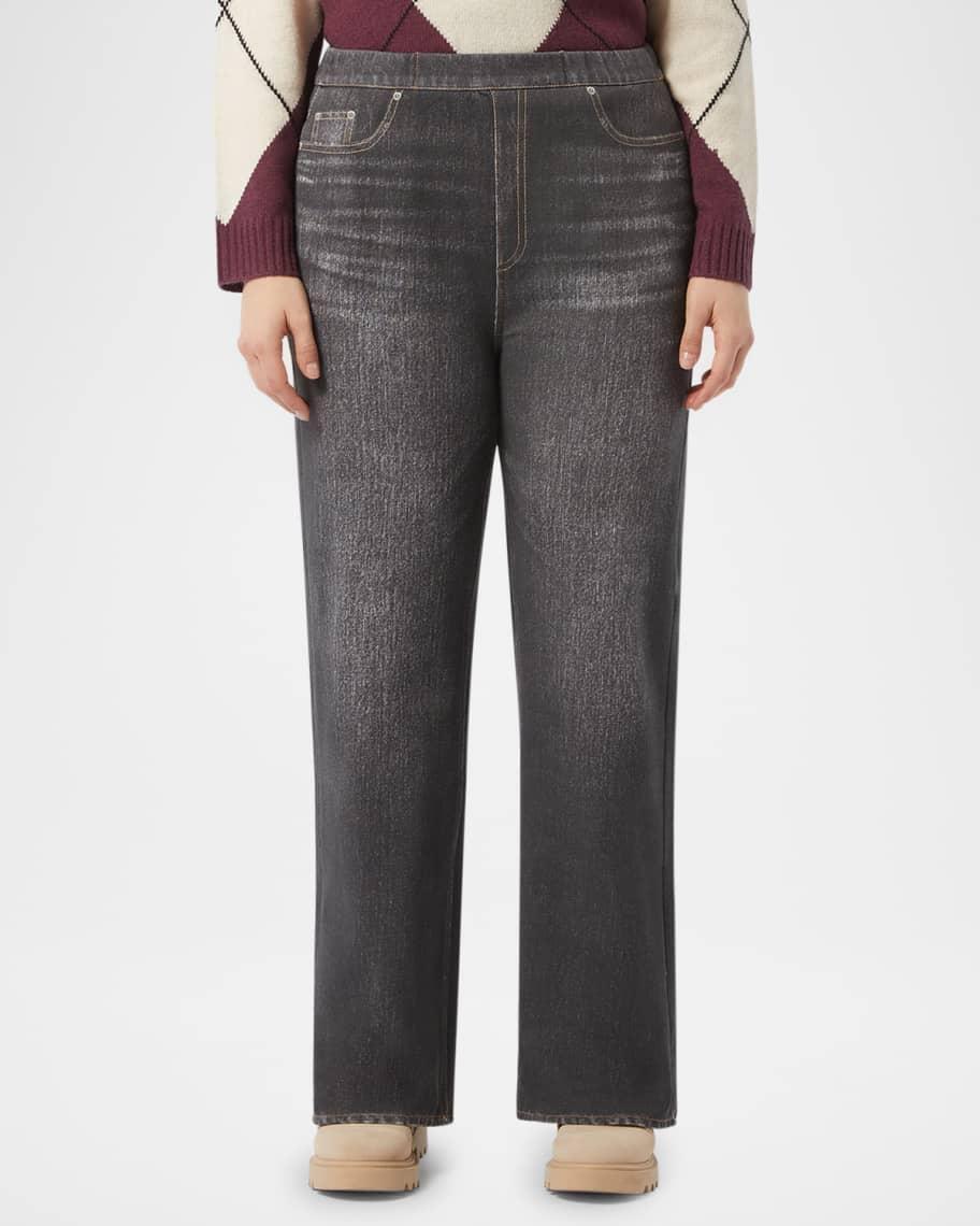 Plus Size Terra Denim-Print Fleece Trousers Product Image