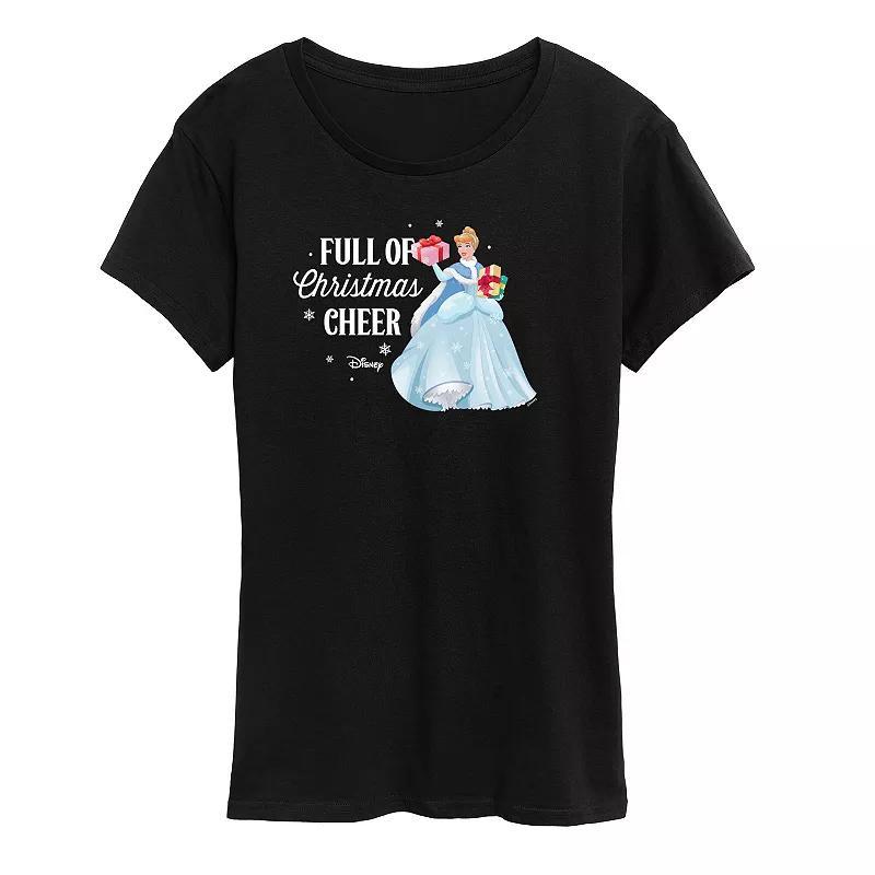 Disney Princess Cinderella Womens Full Of Christmas Cheer Graphic Tee, Girls Blue product image