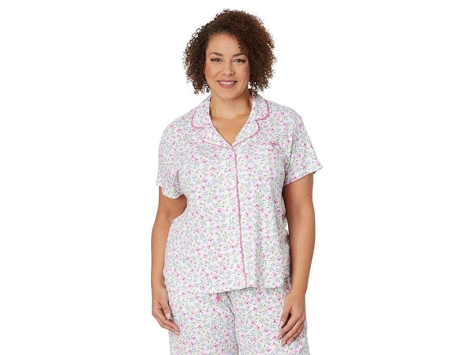 Karen Neuburger Plus Size Blooming Breeze Two-Piece Short Sleeve Girlfriend Long Pj Set (Ditsy Pop) Women's Pajama Sets Product Image