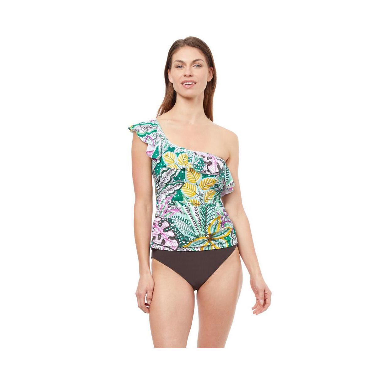 Profile by Gottex Womens Tropic Boom One Shoulder Tankini swim top - Multi Product Image