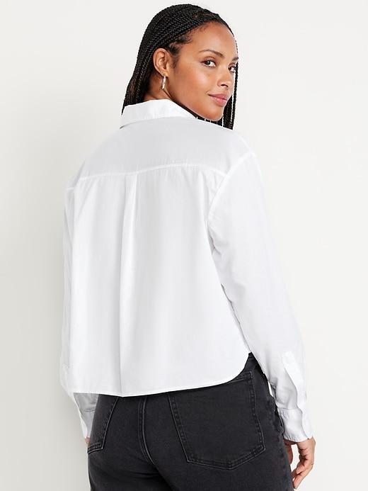 Embellished Cropped Button-Down Shirt Product Image