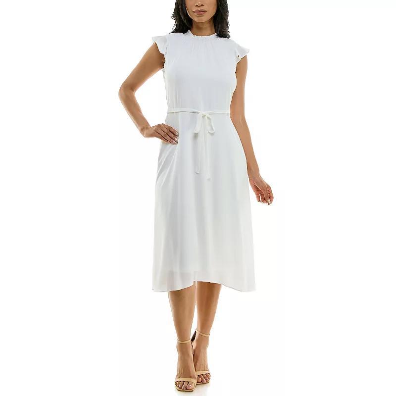 Womens Nina Leonard Mockneck Chiffon Dress Product Image