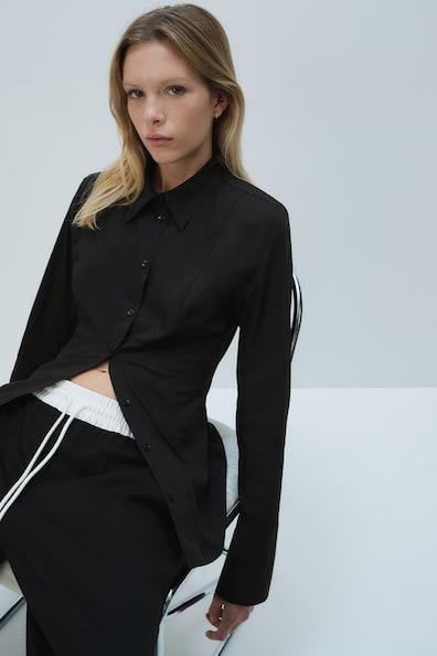 Tapered-Waist Shirt with Shoulder Pads Product Image