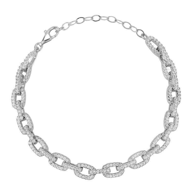 Sunkissed Sterling Cubic Zirconia Link Bracelet, Womens Silver Tone Product Image