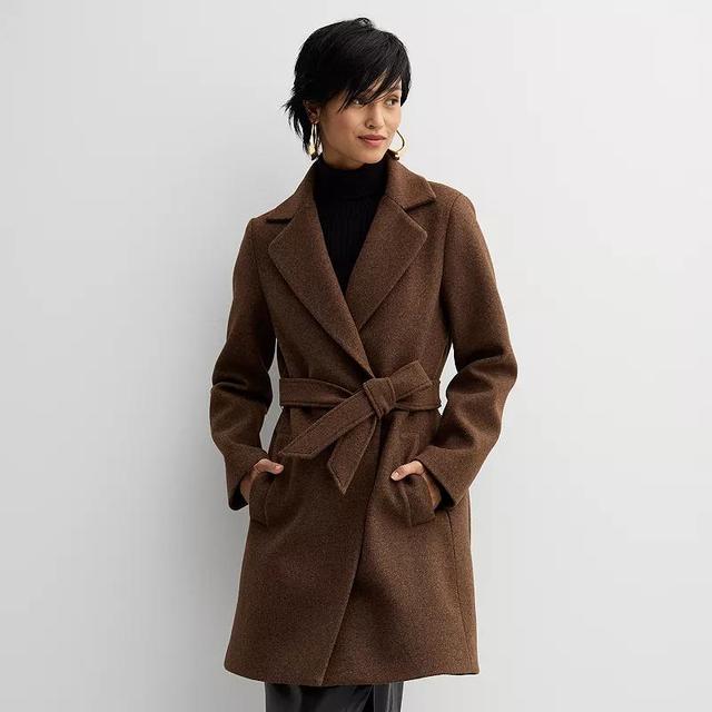 Womens Nine West Faux Wool Belted Trench Coat Product Image