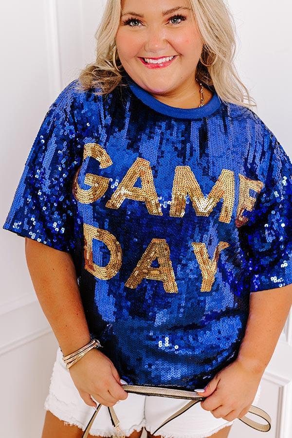 Gameday Sequin Tunic in Blue Curves Product Image