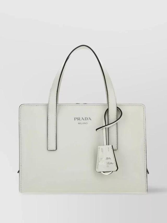 Structured Leather Shoulder Bag In White Product Image