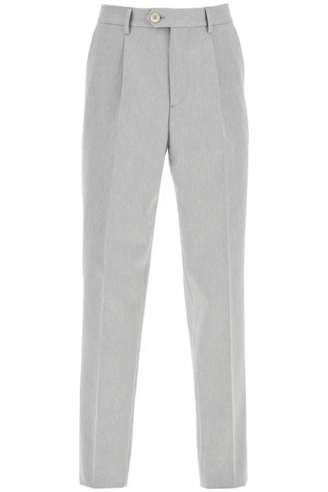 BRUNELLO CUCINELLI Cotton-wool Leisure Trousers In Grey Product Image