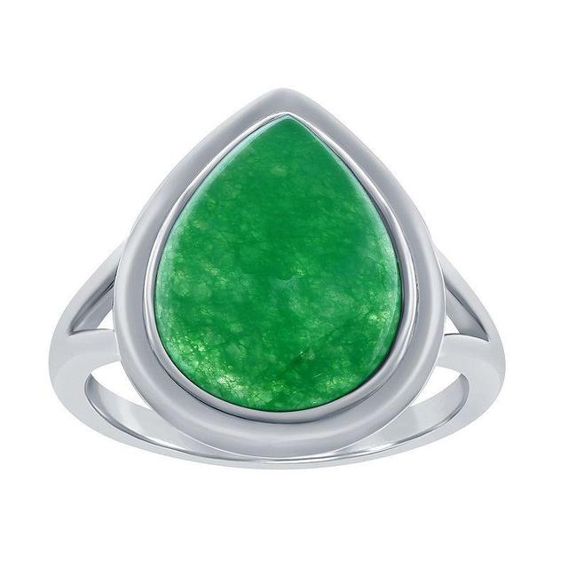 Argento Bella Stirling Silver Pear-Shaped Green Quartz Ring, Womens Sterling Product Image