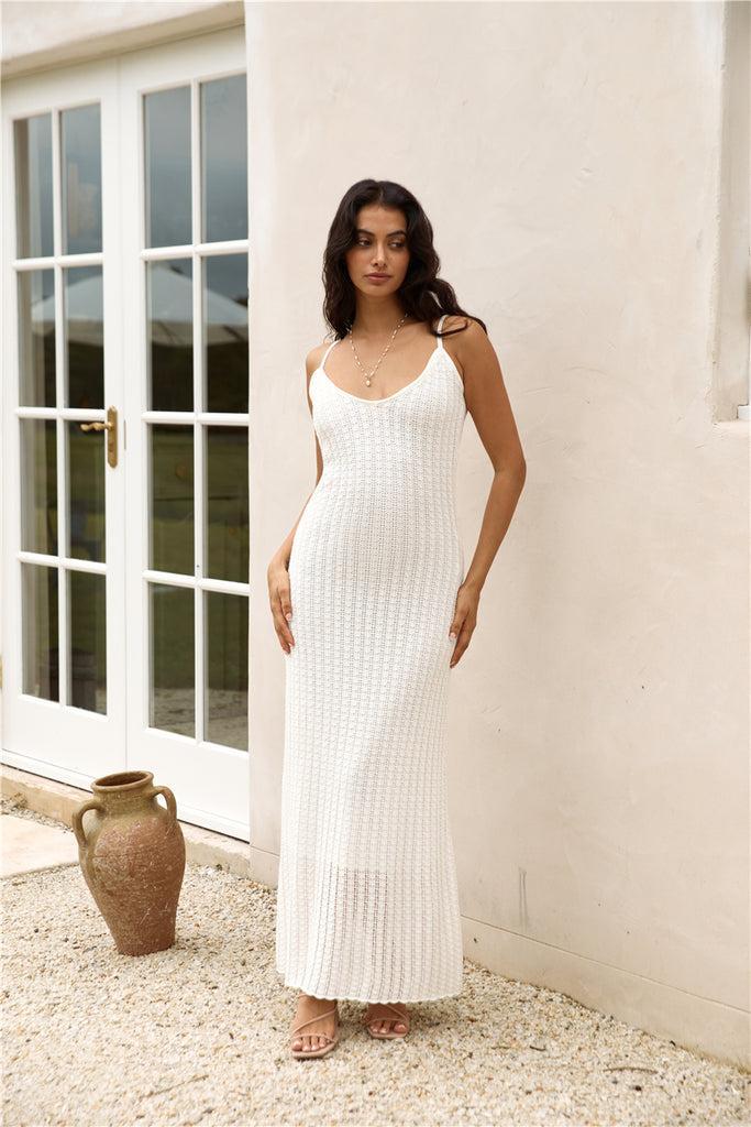 Soft Sand Knit Maxi Dress White Product Image