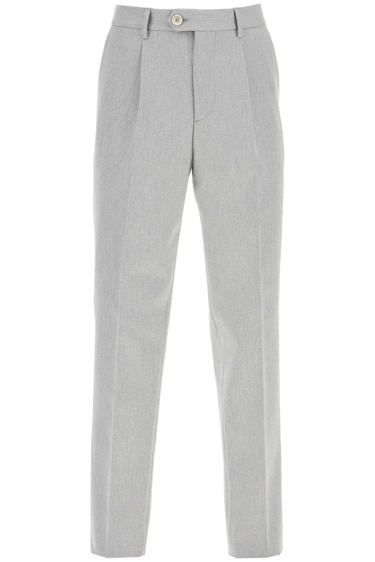 BRUNELLO CUCINELLI Grey Wool Pants In Pearl Product Image