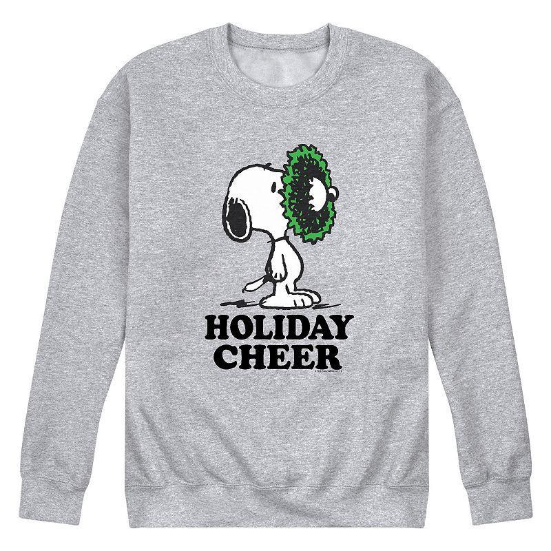 Mens Peanuts Holiday Cheer Sweatshirt Athletic Grey Product Image