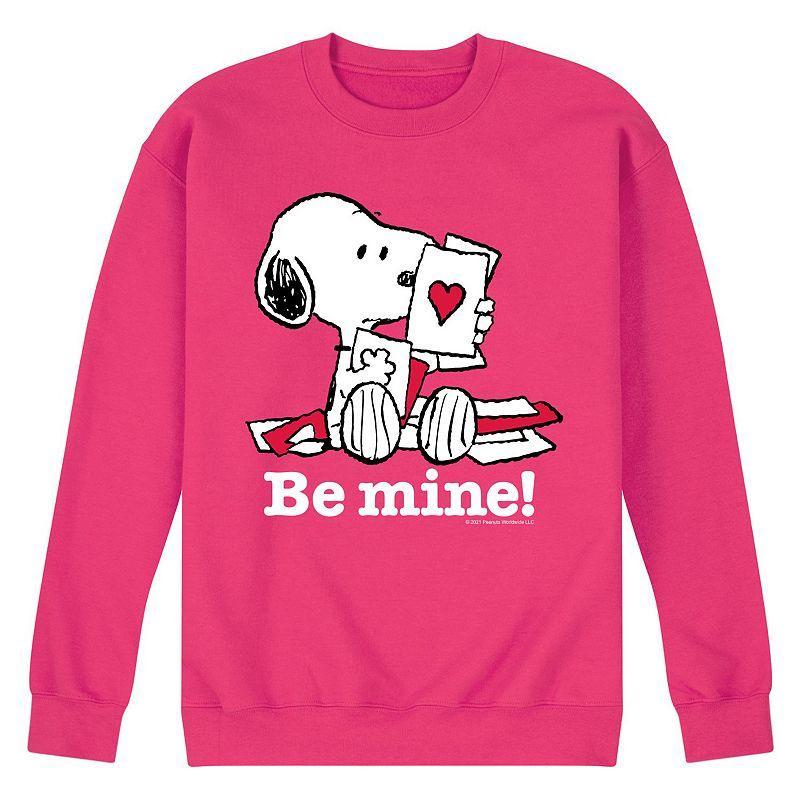 Mens Peanuts Be Mine Snoopy Fleece Sweatshirt Blue Product Image