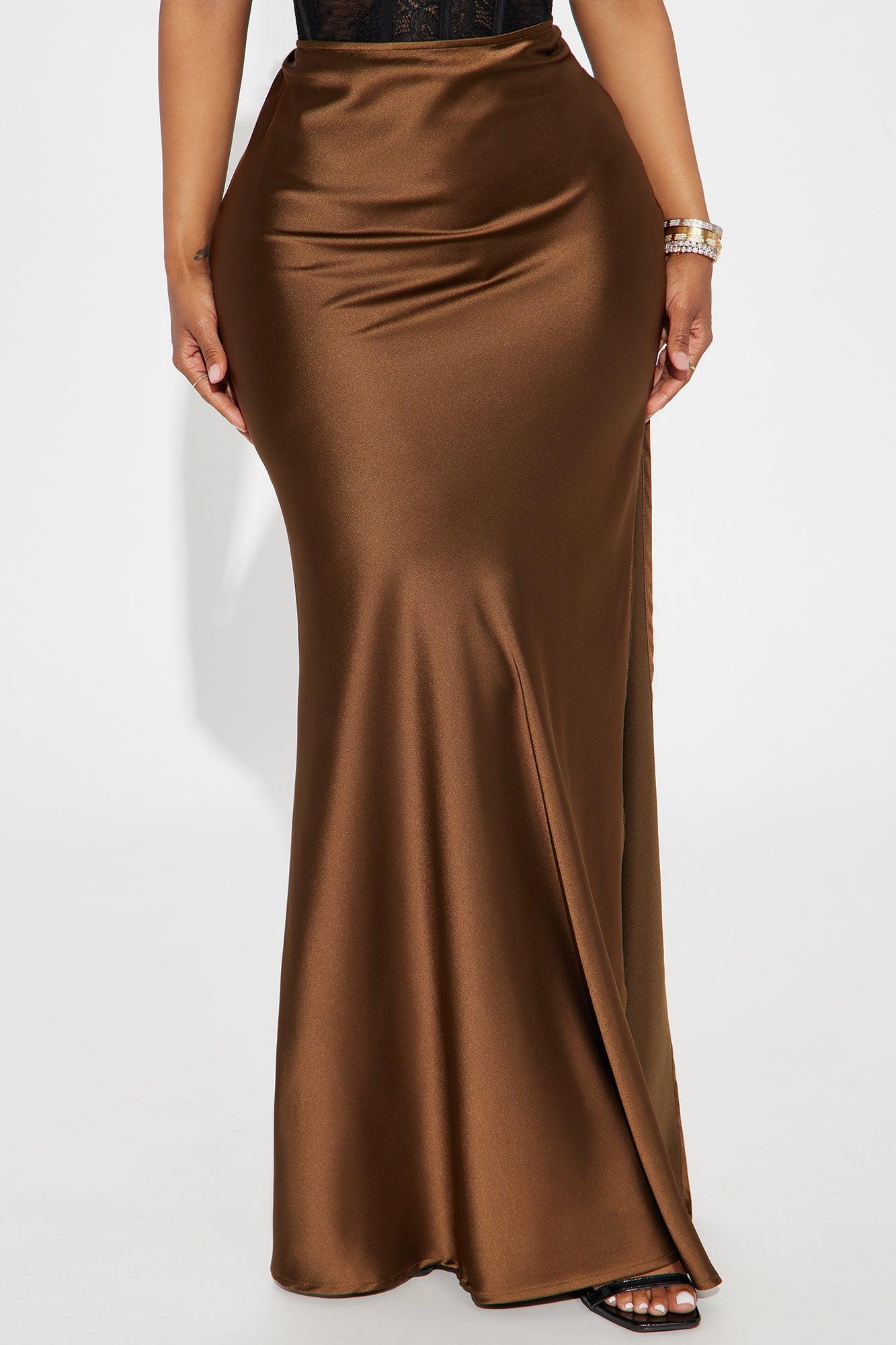 Love Like This Satin Maxi Skirt - Chocolate Product Image