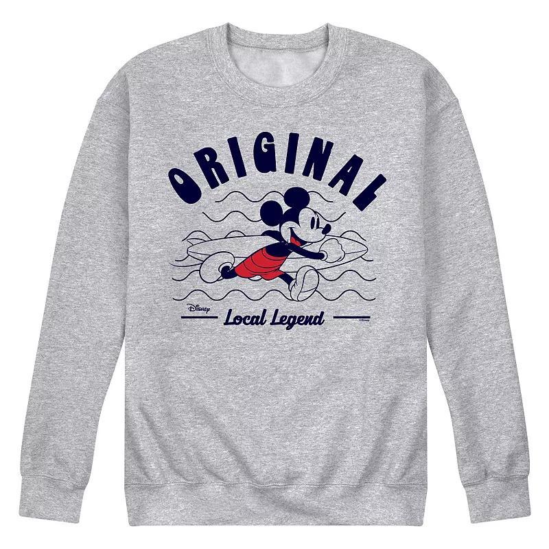 Disneys Mickey Mouse Mens Original Local Legend Fleece Sweatshirt Grey Gray Product Image