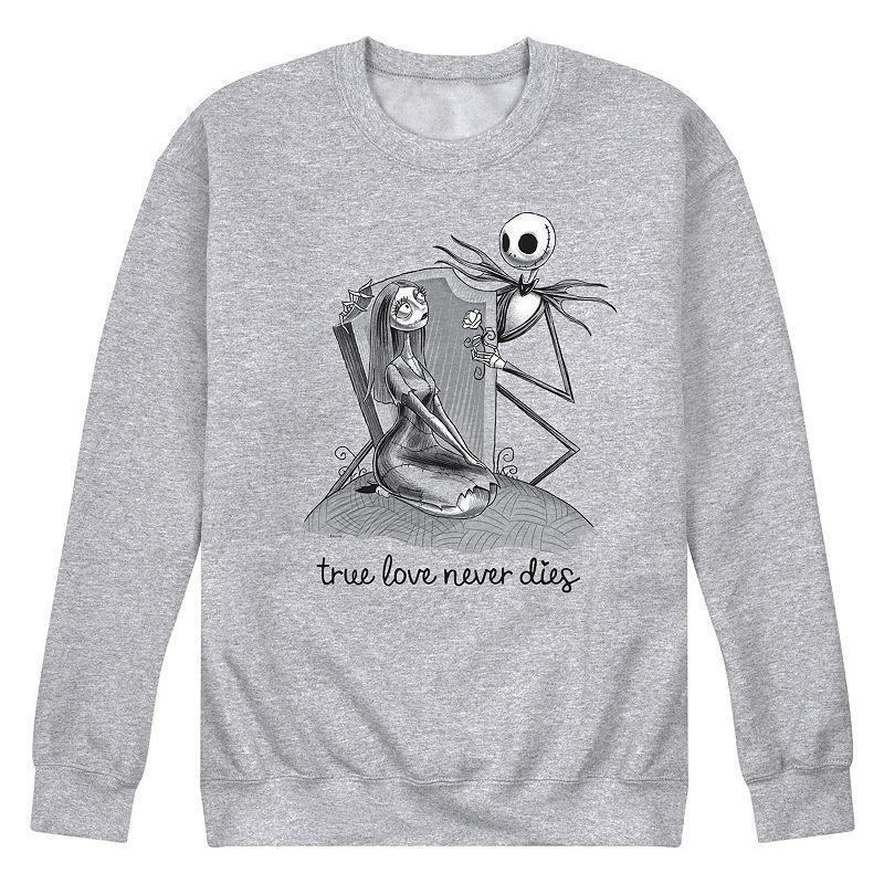 Disneys Nightmare Before Christmas Mens True Love Fleece Sweatshirt Grey Gray Product Image